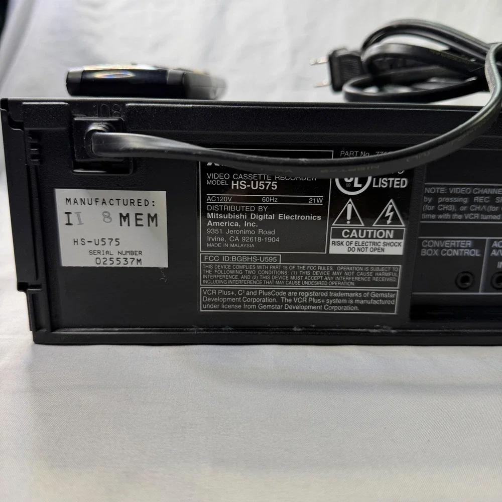 Mitsubishi HS-U575 VHS VCR Player 4-Head Hi-Fi Stereo Alpha 400  Remote WORKS